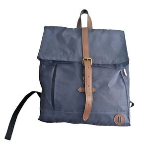 Modischer Rucksack Leather Trim Vinyl Body Blue and Brown